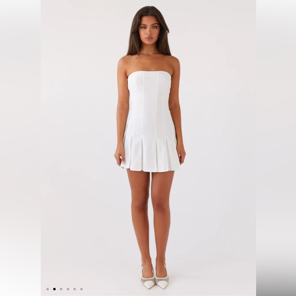 Peppermayo Exclusive - Saving Hearts Linen Mini Dress - White Size 16